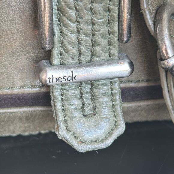 The Sak Olive Green Genuine Leather Crossbody Shoulder Purse, Fold-Over Flap - Picture 3 of 10